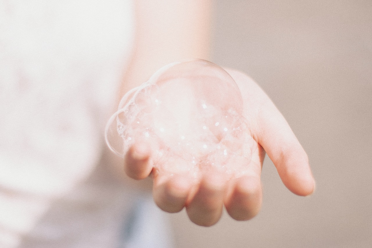 foam in hand handful of foam