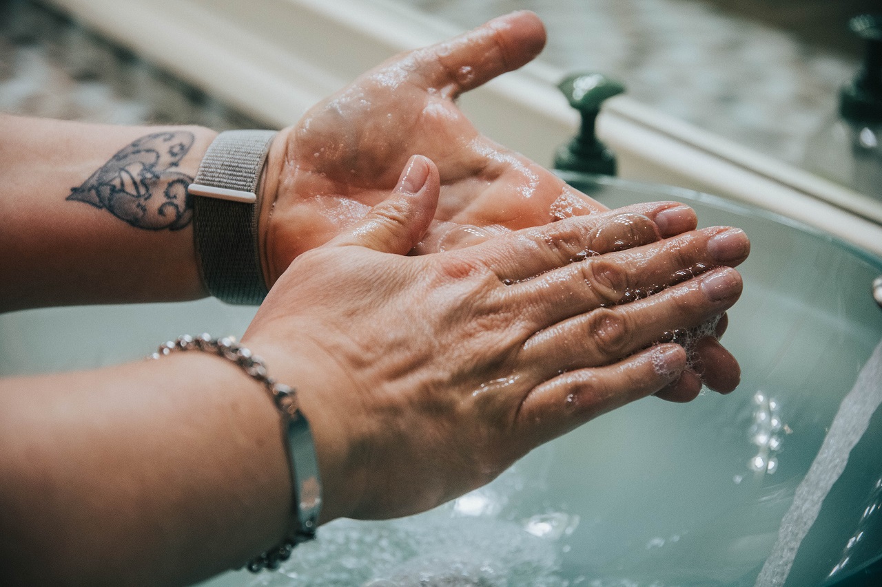 soapy water hands