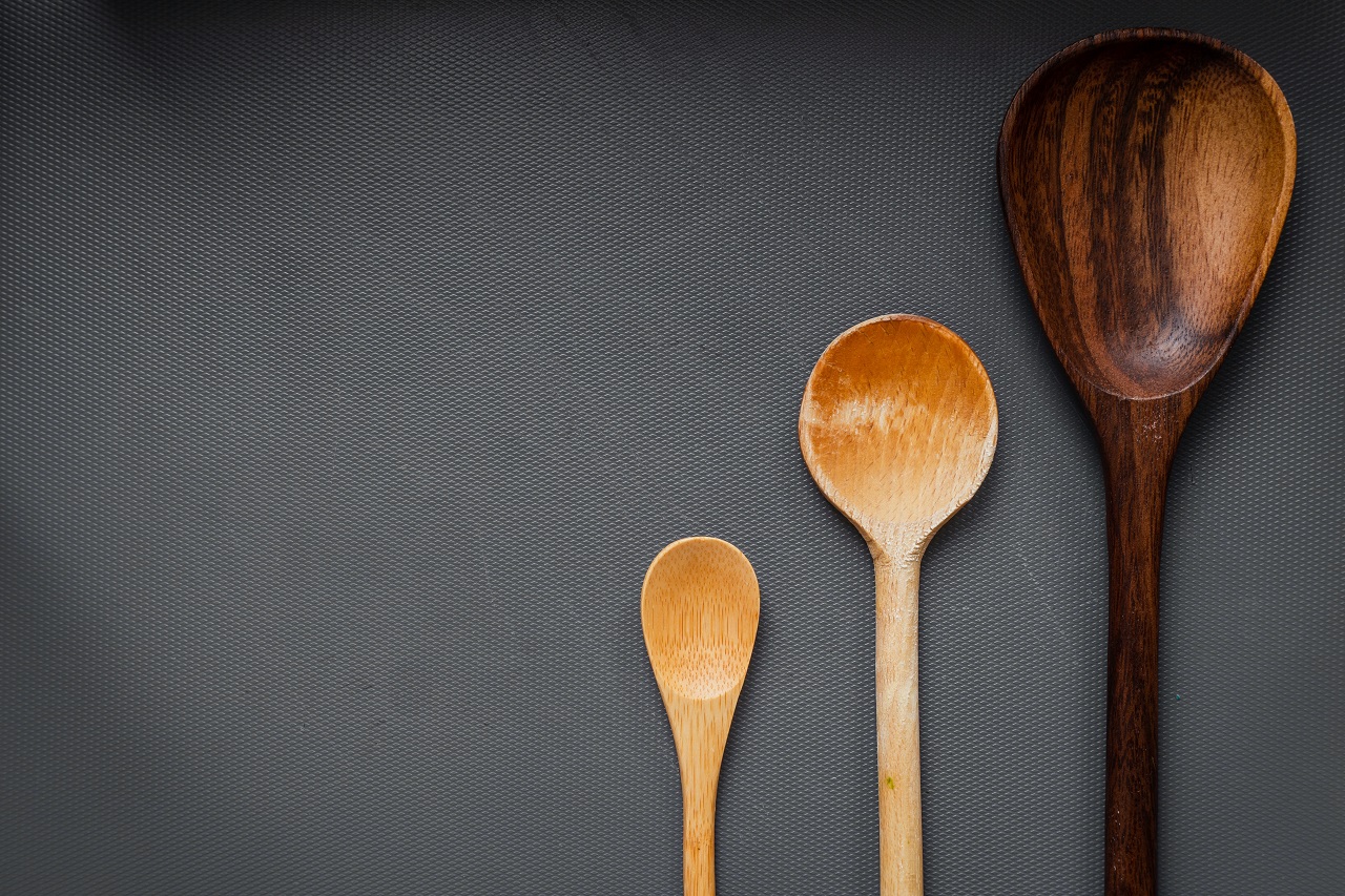 three wooden spoons