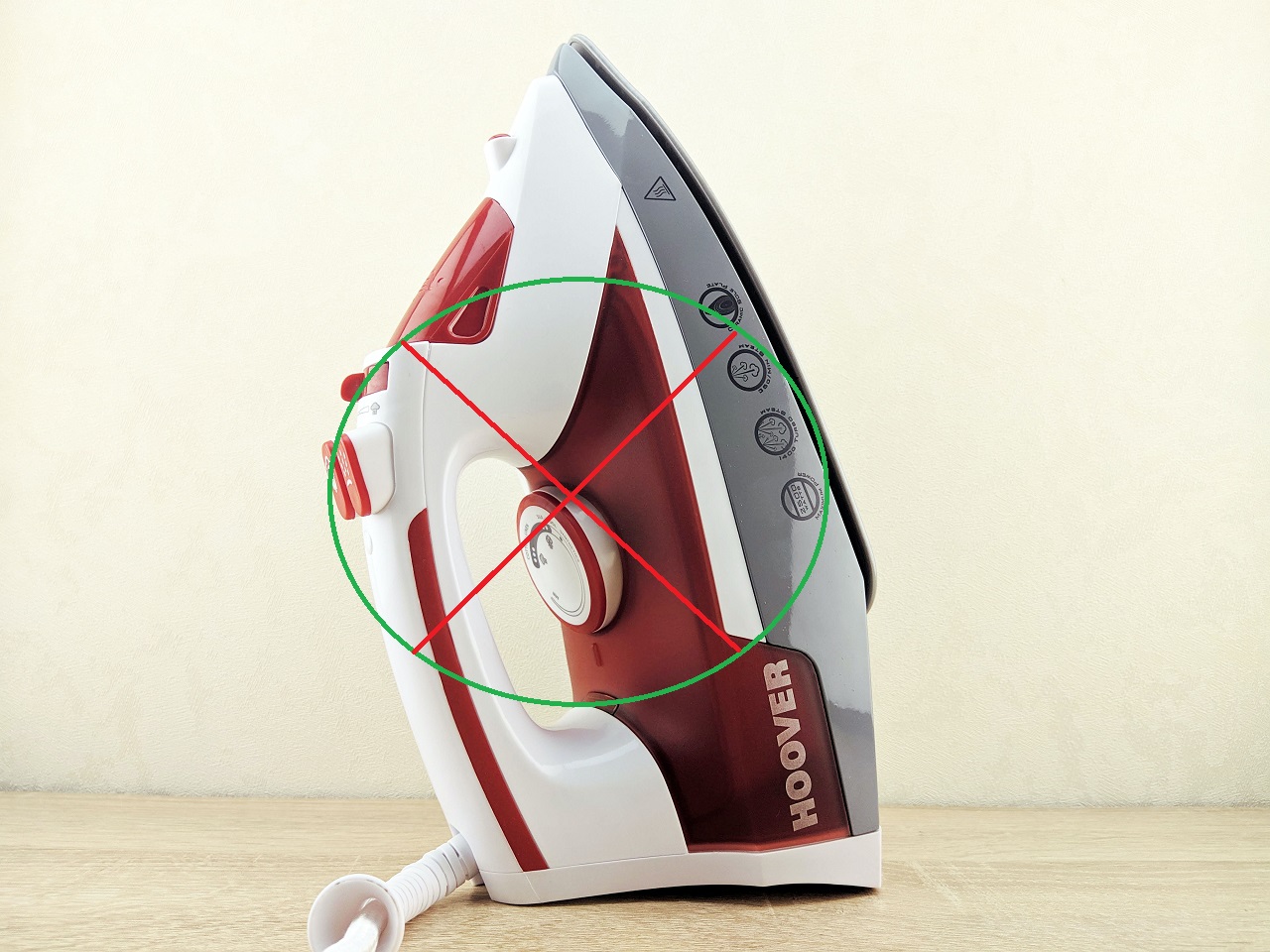 red and white iron iron and x