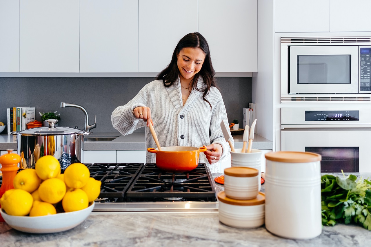 woman stirring