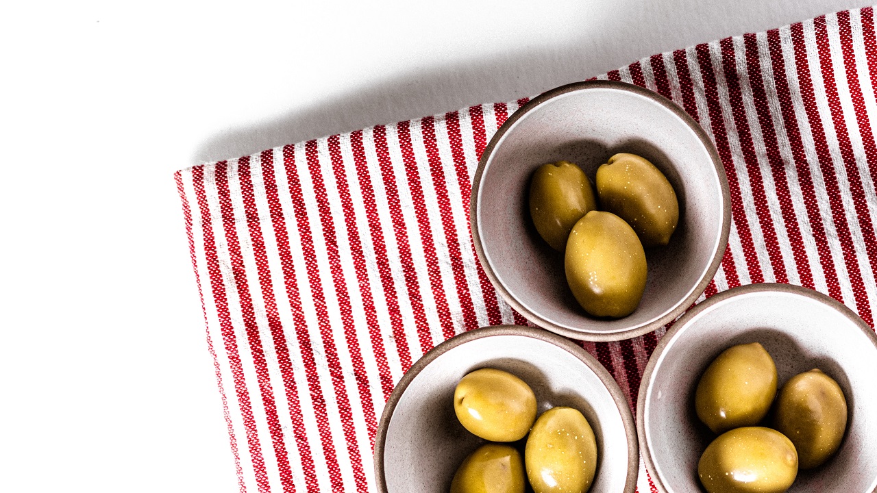 bowls of green olives