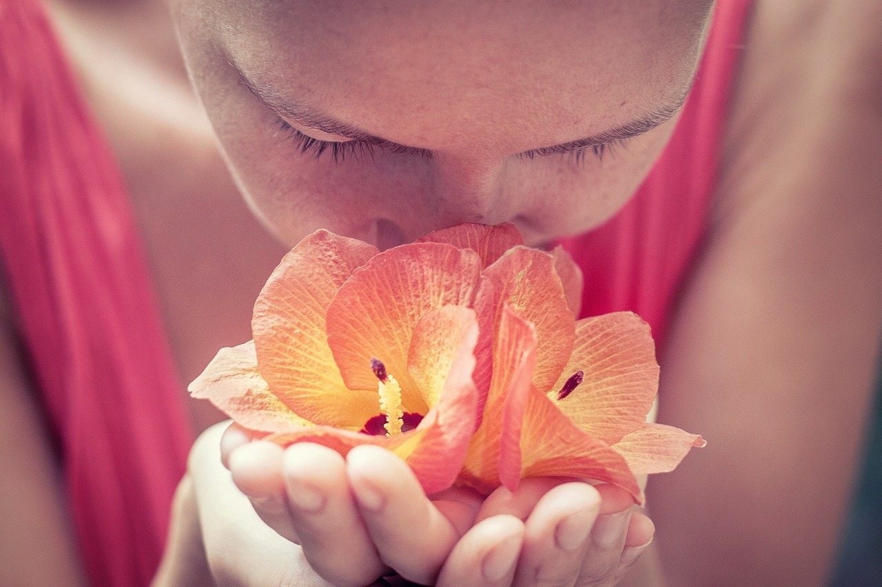 smelling flower