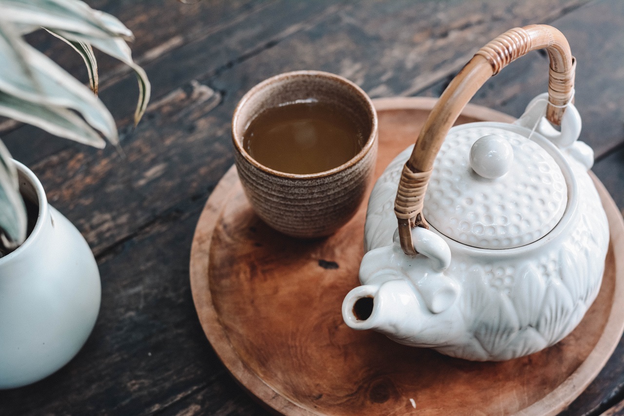 white tea set white teapot