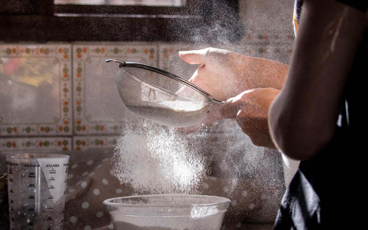 filtering flour