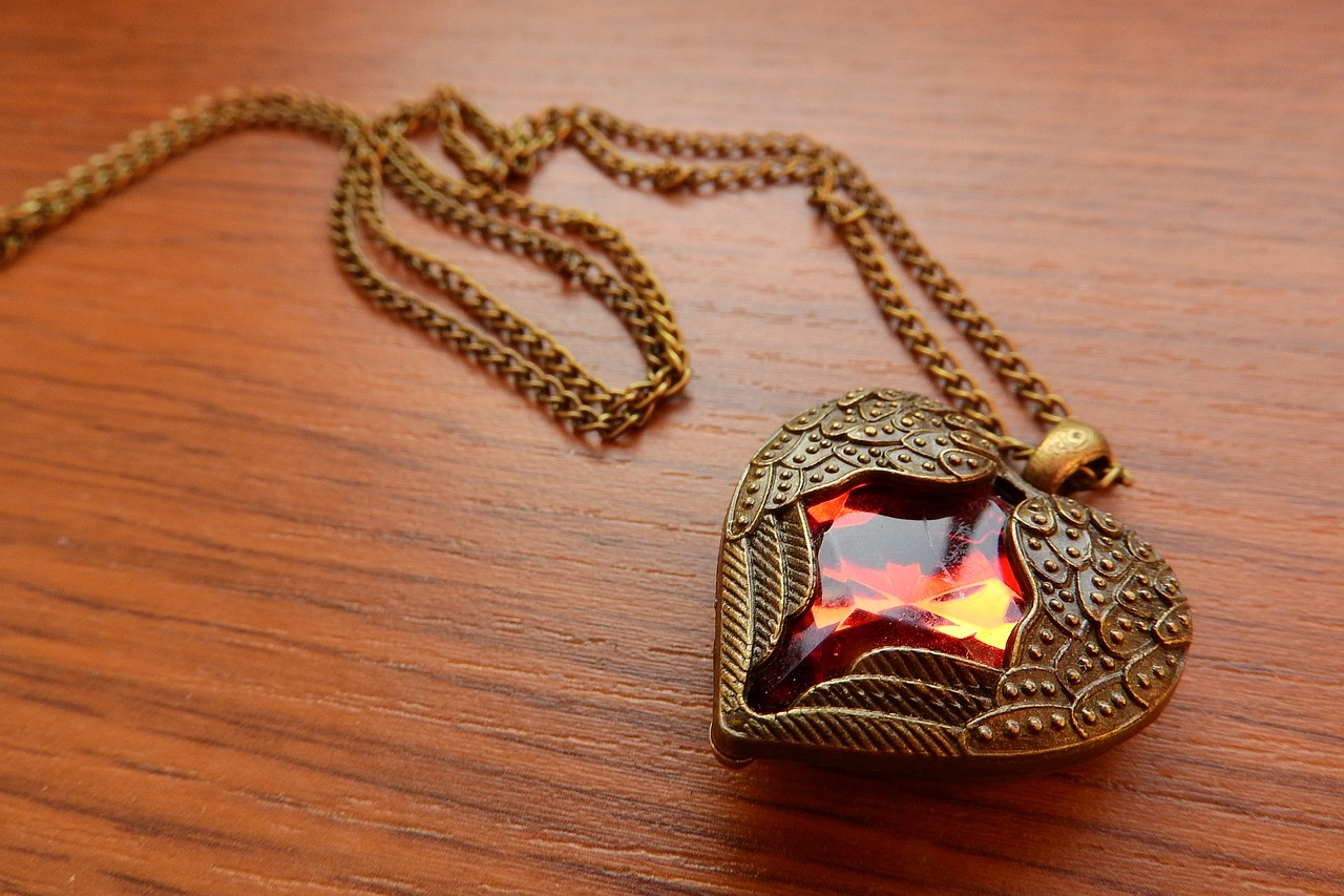 a necklace on table