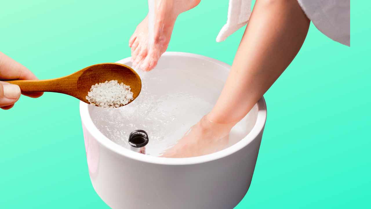 take a foot bath to release your feet