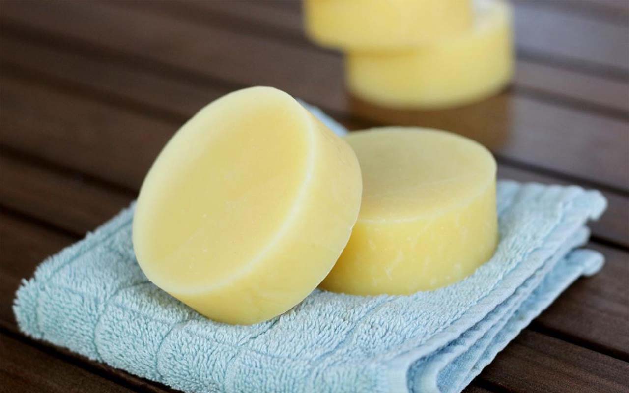 yellow soaps on a towel