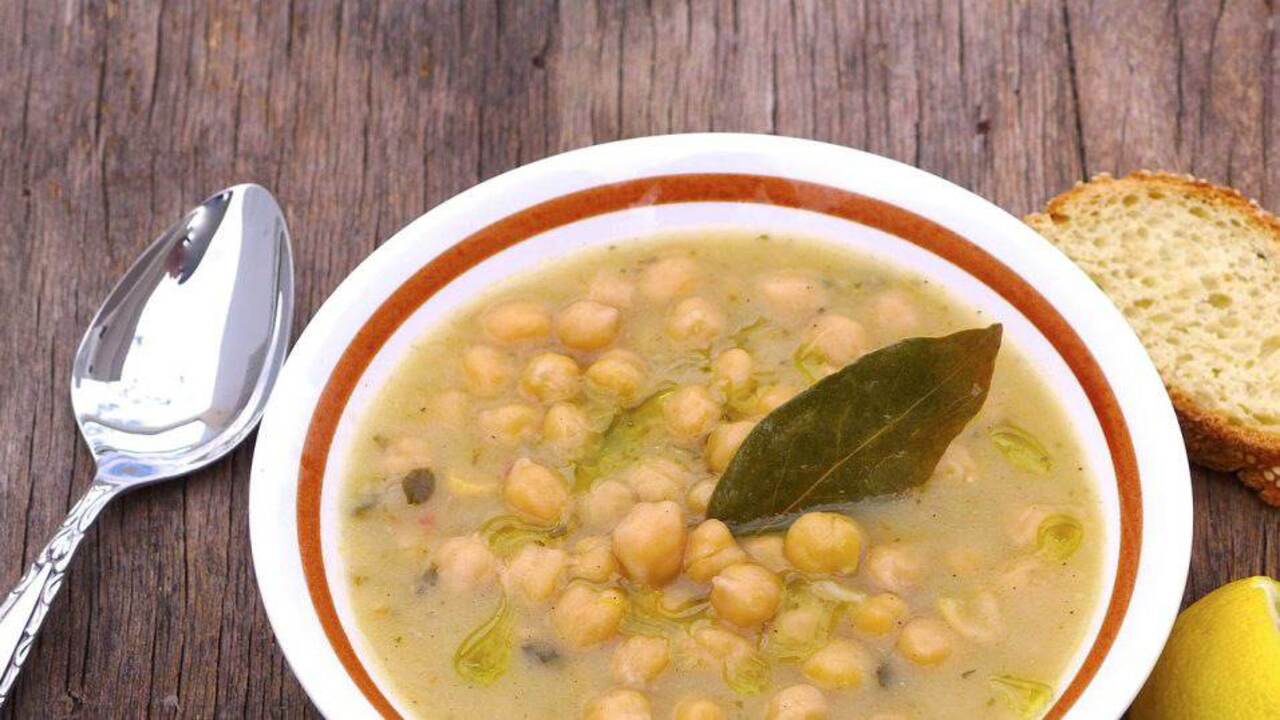 Chickpea and potato barley soup, a healthy dish