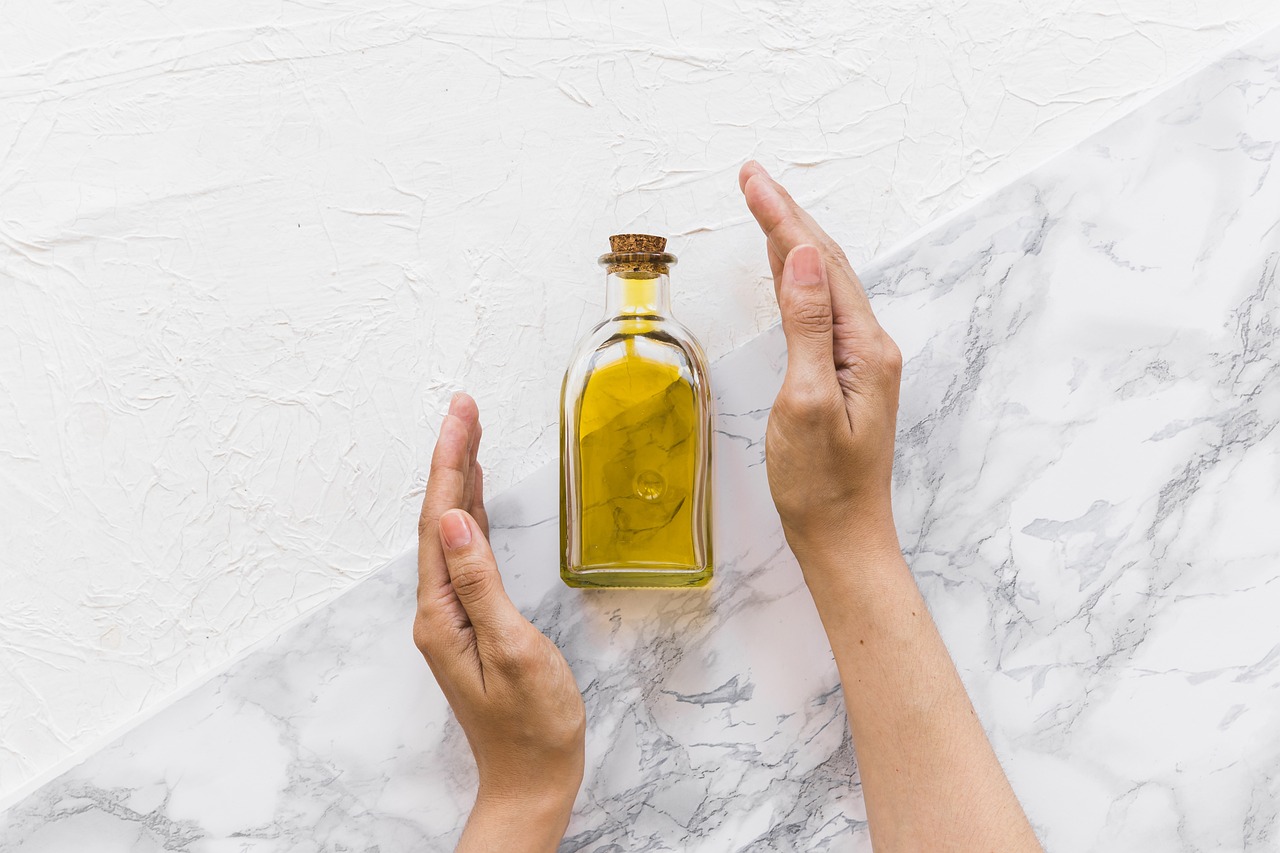 a vinegar bottle is placed on a table