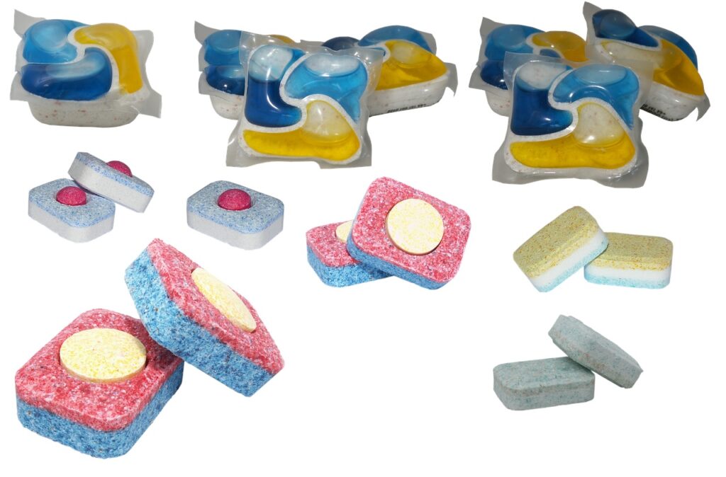 different products of dishwasher tablets 