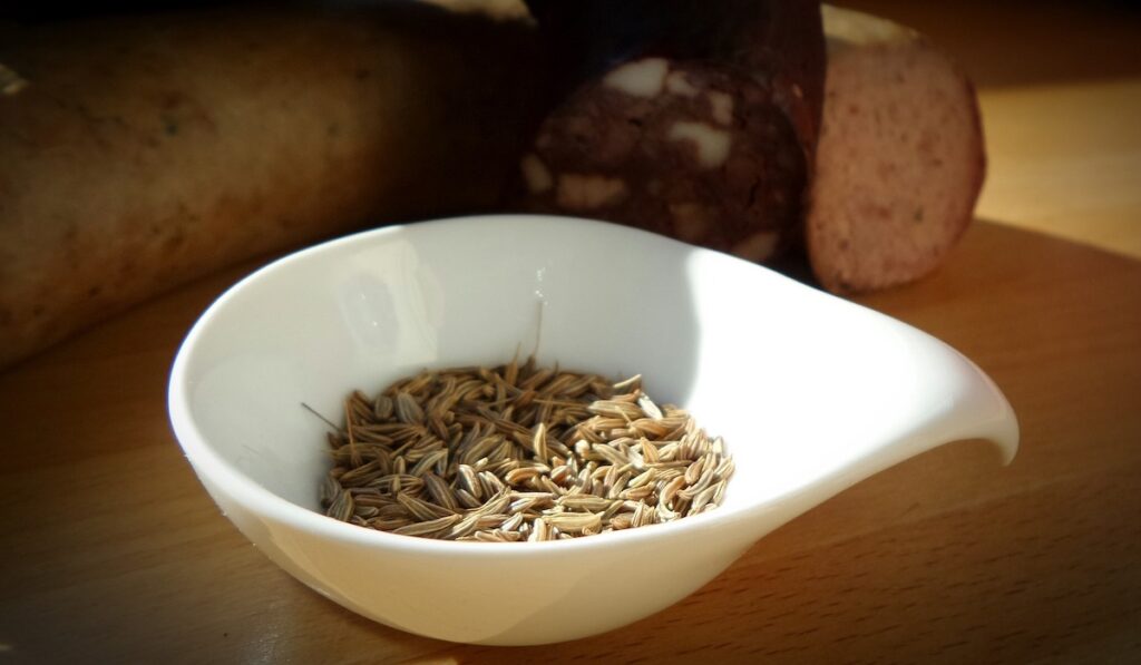 some cumin in a steel bowl