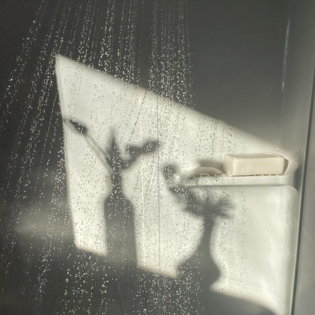 a person is taking shower
