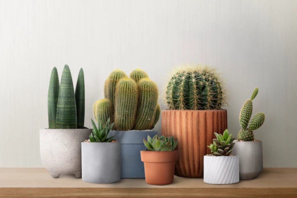 different types of succulent plants placed on the table