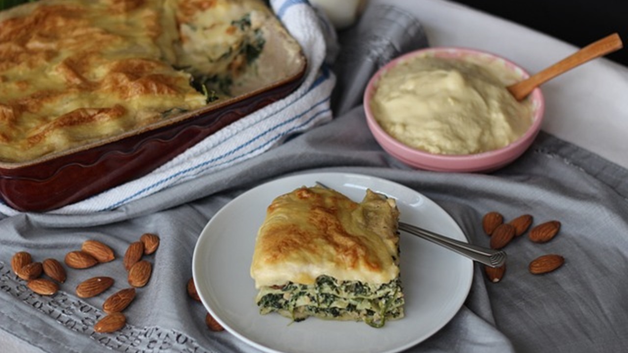 béchamel sauce served on a table with other food