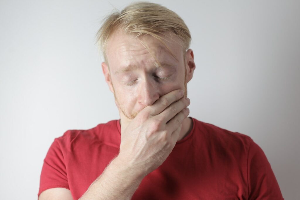 a man is disturbed by toothache