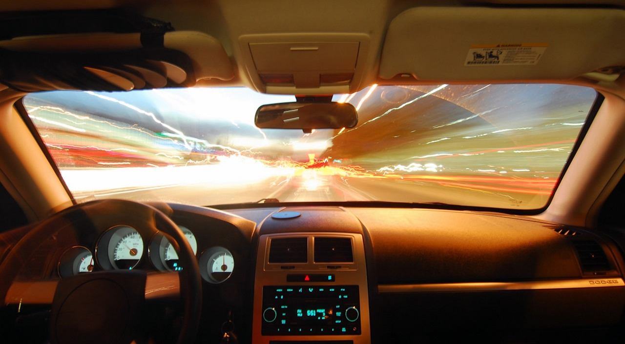 a clean windshield of the car