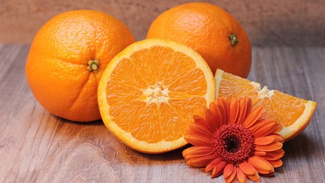 oranges are placed on a table