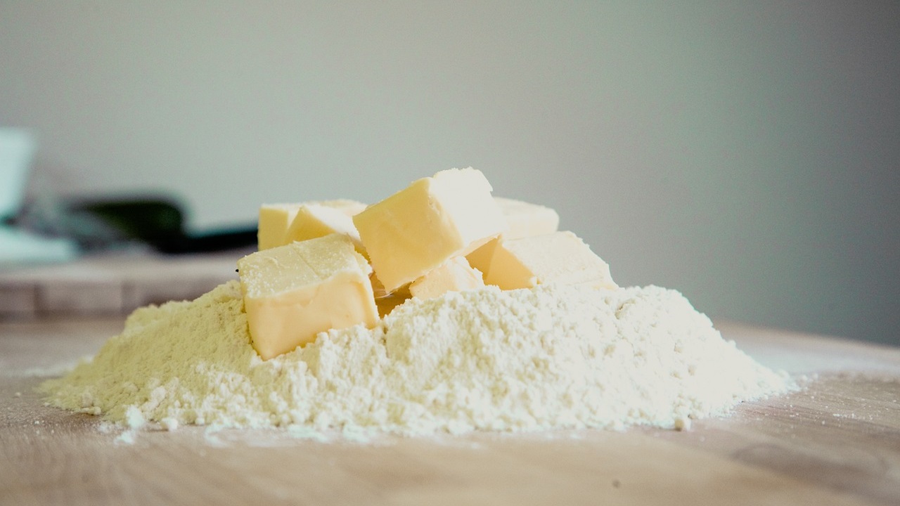 flour and butter are placed on the table