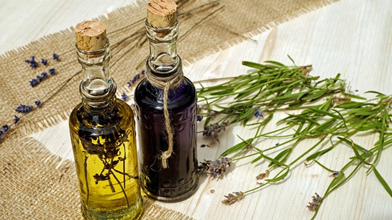 two different essential oil bottles