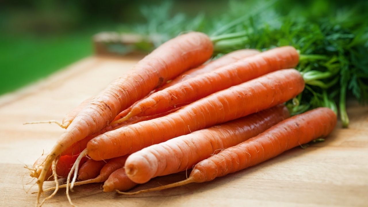 some carrots are placed on the table