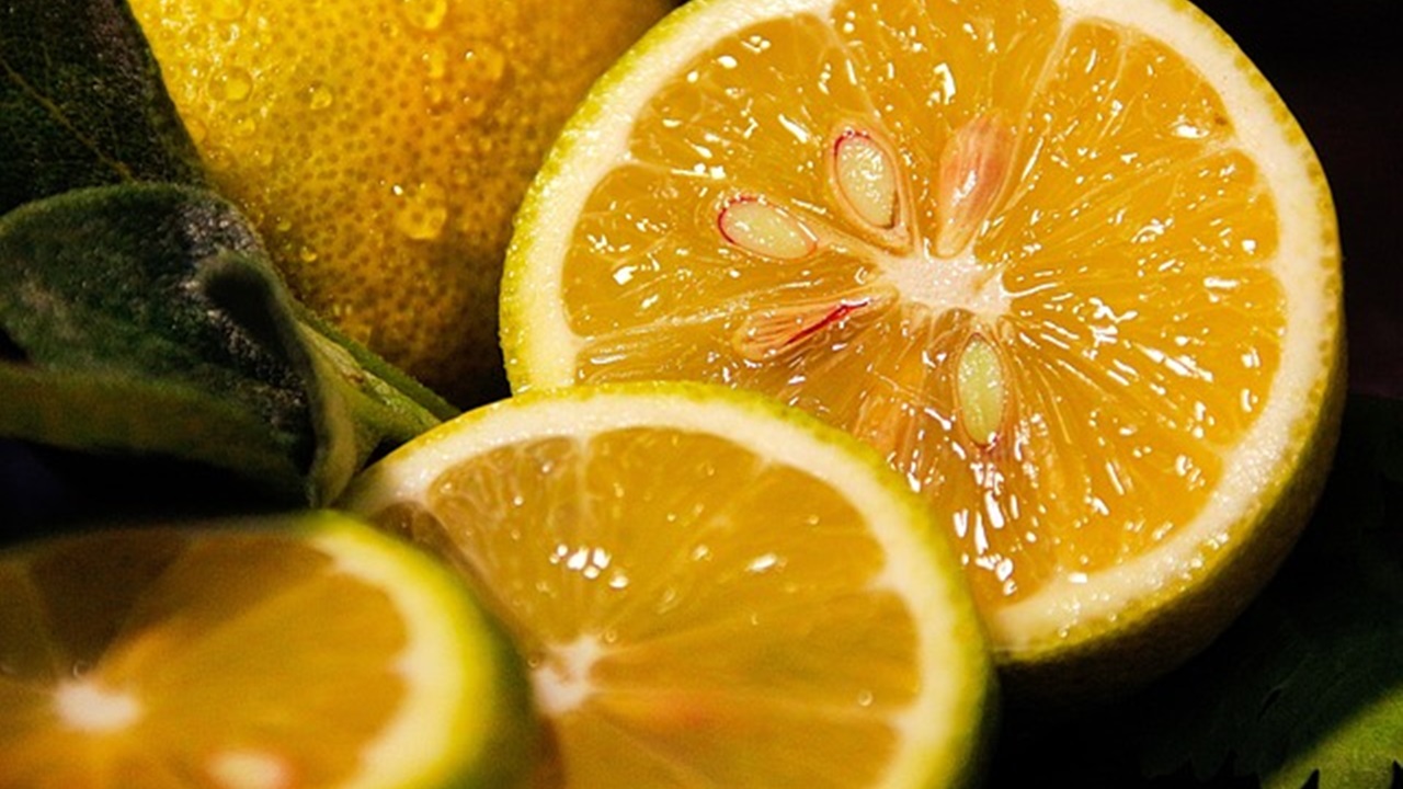 slices of lemon placed on the table