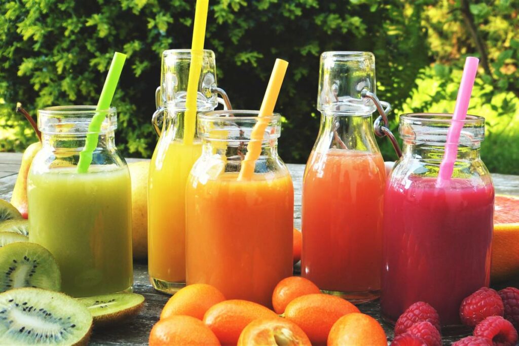 some different juices prepared with different ingredients